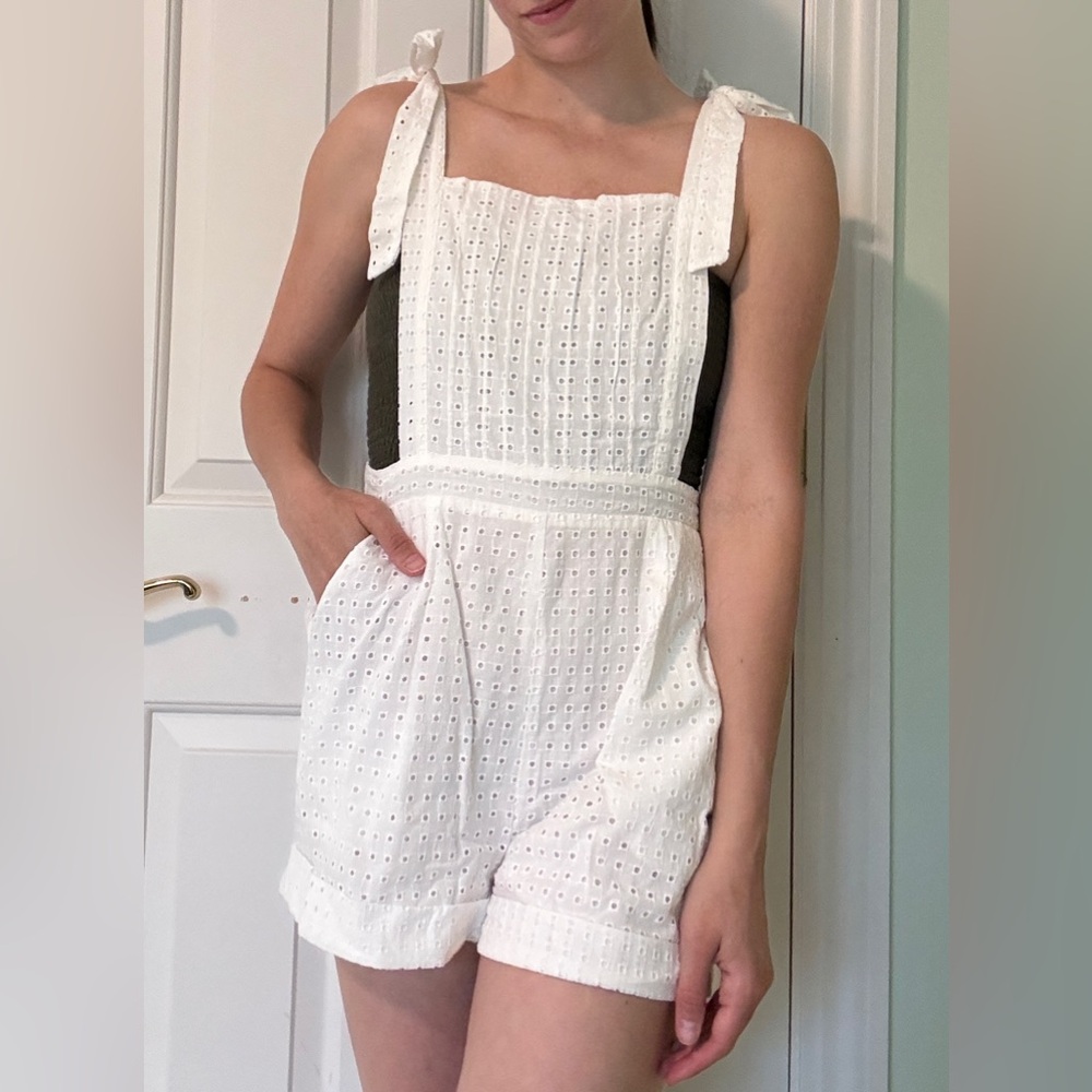 MinkPink Eyelet Lace Overall Romper